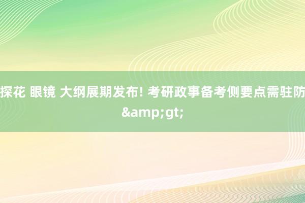 探花 眼镜 大纲展期发布! 考研政事备考侧要点需驻防&gt;