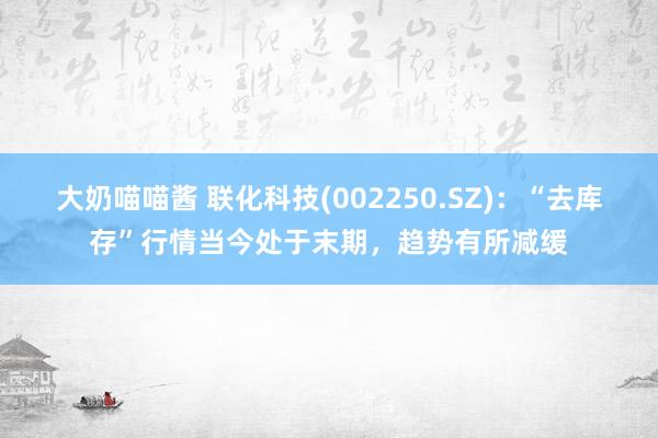 大奶喵喵酱 联化科技(002250.SZ)：“去库存”行情当今处于末期，趋势有所减缓