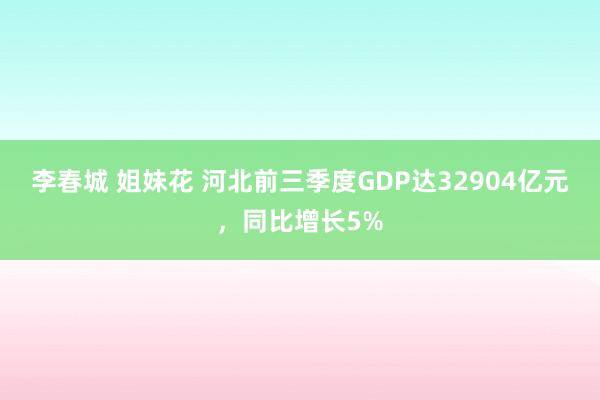 李春城 姐妹花 河北前三季度GDP达32904亿元，同比增长5%