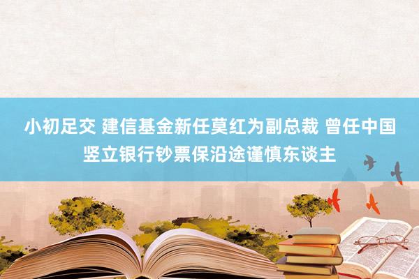 小初足交 建信基金新任莫红为副总裁 曾任中国竖立银行钞票保沿途谨慎东谈主