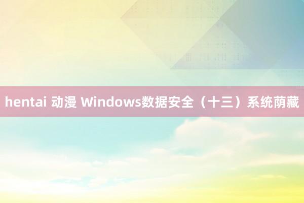 hentai 动漫 Windows数据安全（十三）系统荫藏