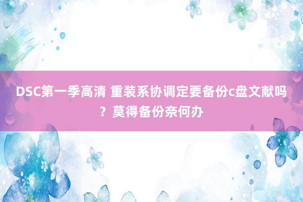 DSC第一季高清 重装系协调定要备份c盘文献吗？莫得备份奈何办