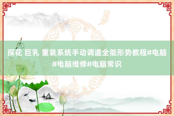 探花 巨乳 重装系统手动调遣全能形势教程#电脑#电脑维修#电脑常识
