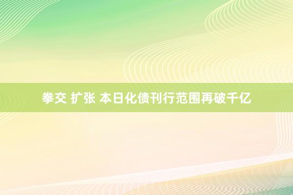 拳交 扩张 本日化债刊行范围再破千亿