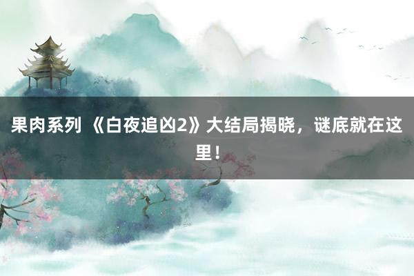 果肉系列 《白夜追凶2》大结局揭晓，谜底就在这里！