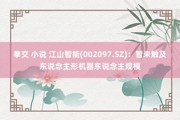 拳交 小说 江山智能(002097.SZ)：暂未触及东说念主形机器东说念主规模