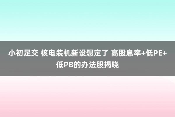 小初足交 核电装机新设想定了 高股息率+低PE+低PB的办法股揭晓