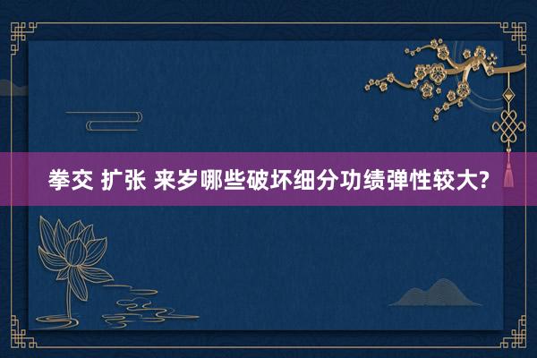 拳交 扩张 来岁哪些破坏细分功绩弹性较大?