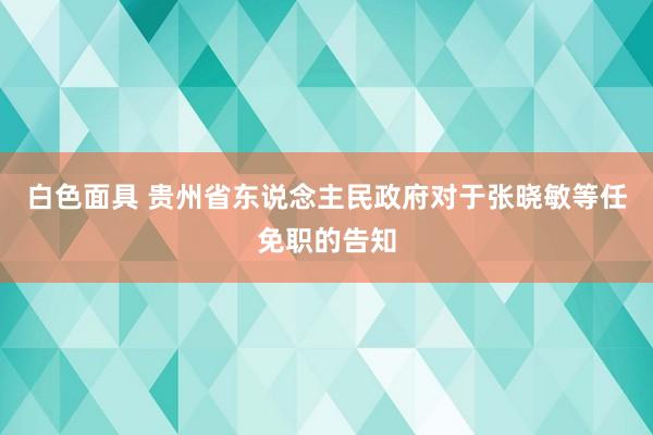 白色面具 贵州省东说念主民政府对于张晓敏等任免职的告知