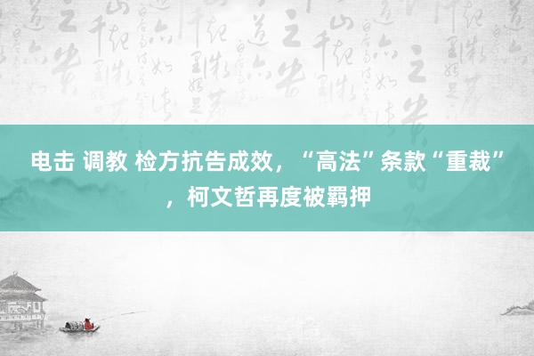 电击 调教 检方抗告成效，“高法”条款“重裁”，柯文哲再度被羁押