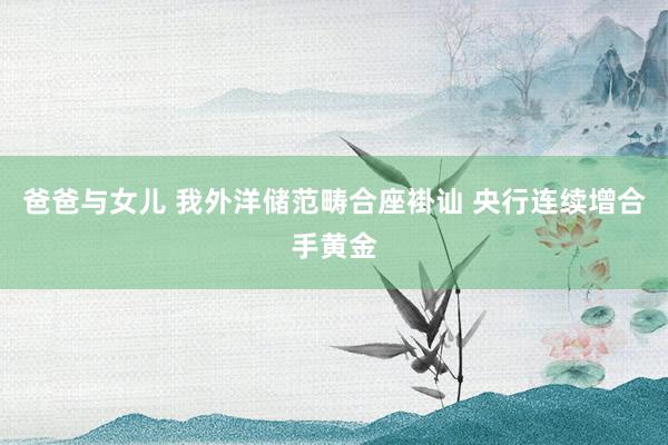 爸爸与女儿 我外洋储范畴合座褂讪 央行连续增合手黄金