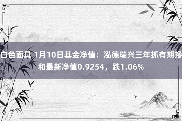 白色面具 1月10日基金净值：泓德瑞兴三年抓有期搀和最新净值0.9254，跌1.06%