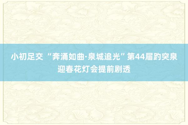 小初足交 “奔涌如曲·泉城追光”第44届趵突泉迎春花灯会提前剧透
