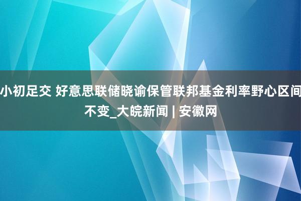 小初足交 好意思联储晓谕保管联邦基金利率野心区间不变_大皖新闻 | 安徽网
