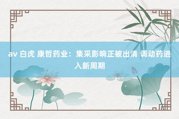 av 白虎 康哲药业：集采影响正被出清 调动药进入新周期