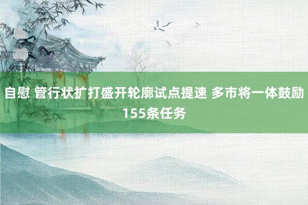 自慰 管行状扩打盛开轮廓试点提速 多市将一体鼓励155条任务