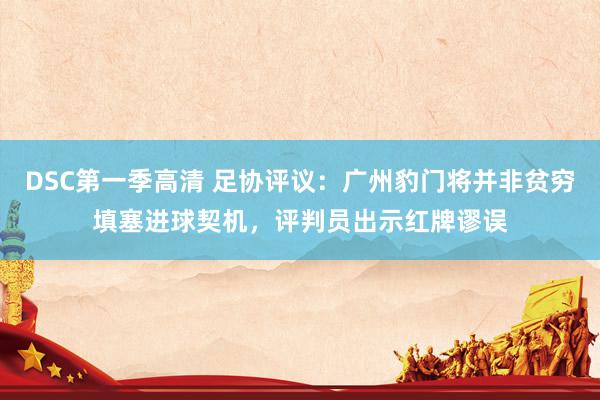 DSC第一季高清 足协评议：广州豹门将并非贫穷填塞进球契机，评判员出示红牌谬误