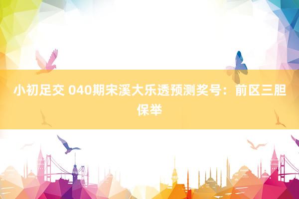 小初足交 040期宋溪大乐透预测奖号：前区三胆保举